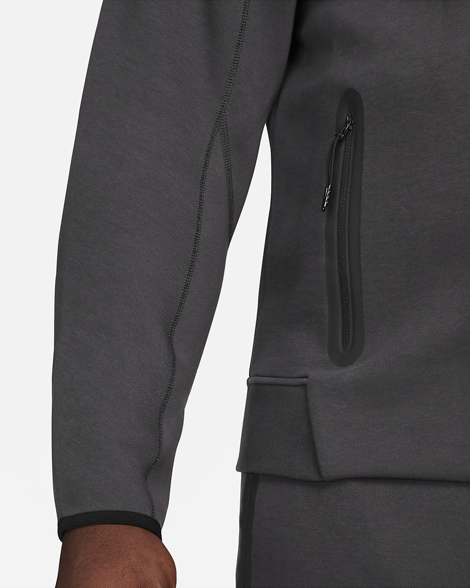 Hoodie com fecho completo Nike Sportswear Tech Fleece Windrunner para homem - Anthracite/Preto