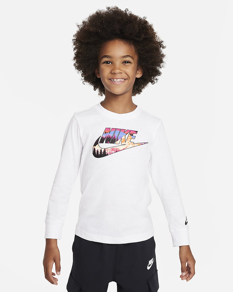Nike Snowscape Futura Long Sleeve Tee Little Kids T-Shirt - White
