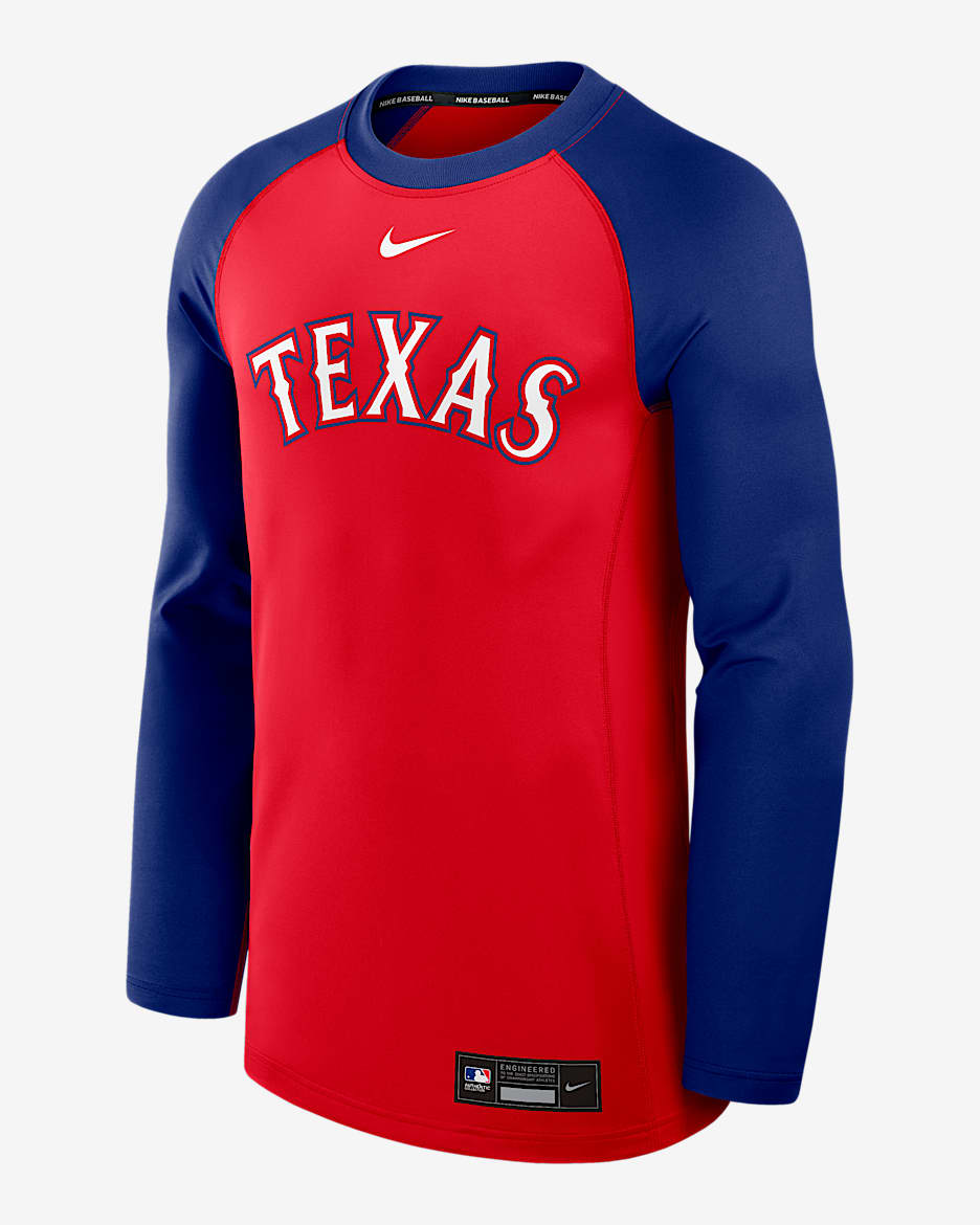 Texas Rangers Authentic Collection Game Time Men's Nike Dri-FIT MLB Pullover Crew - Red