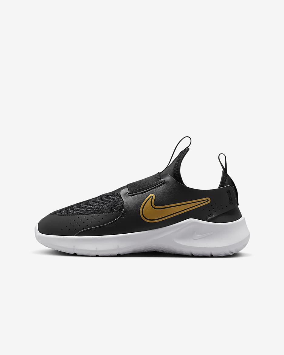 Nike Flex Runner 3 hardloopschoenen voor kids (straat) - Zwart/Wit/Metallic Gold