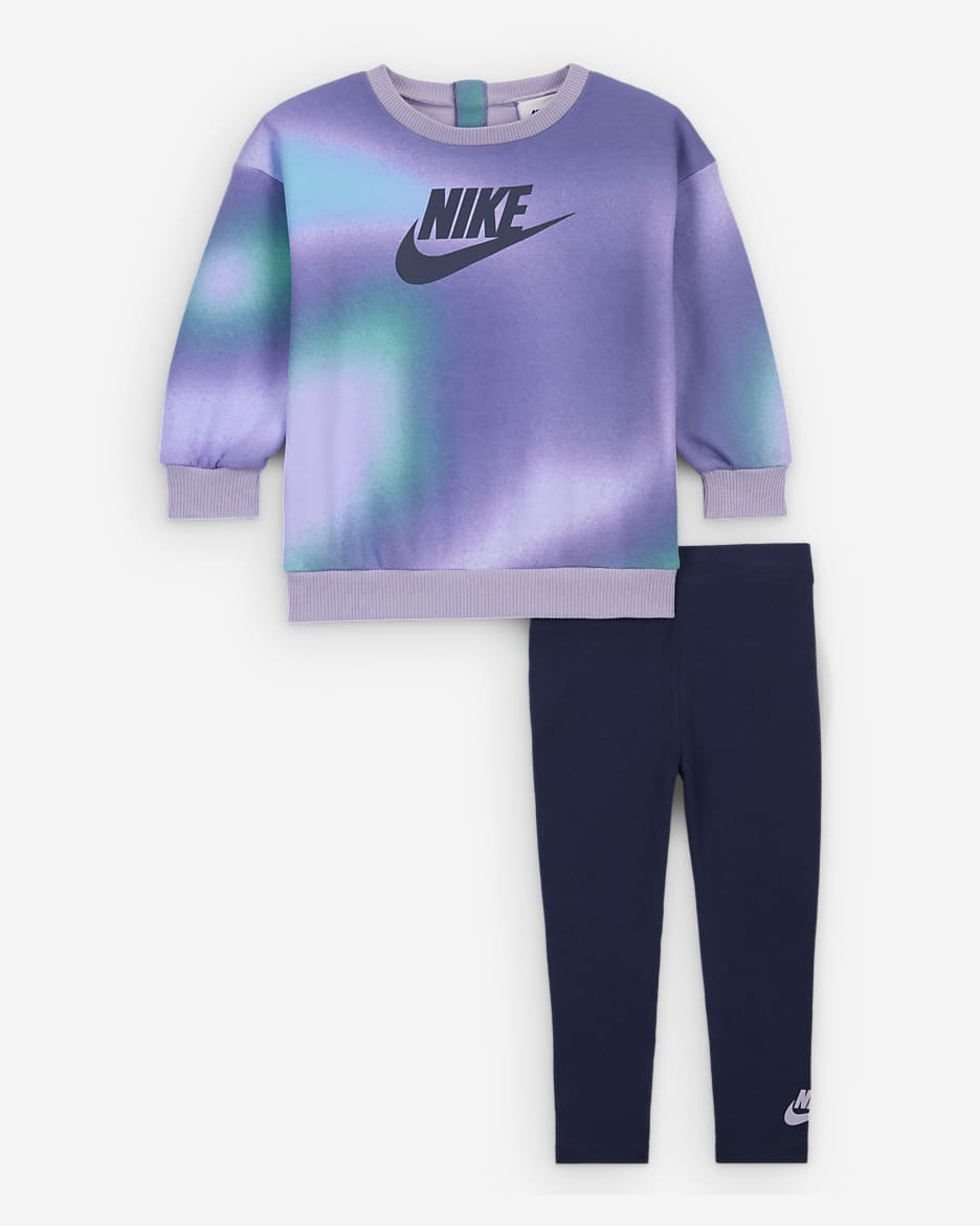 Nike Solarised Baby (12–24M) Crew and Leggings Set - Midnight Navy