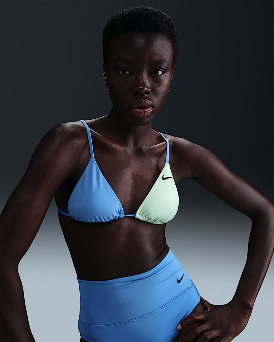 Parte de arriba de bikini triangular para mujer Nike Swim - Azul universitario