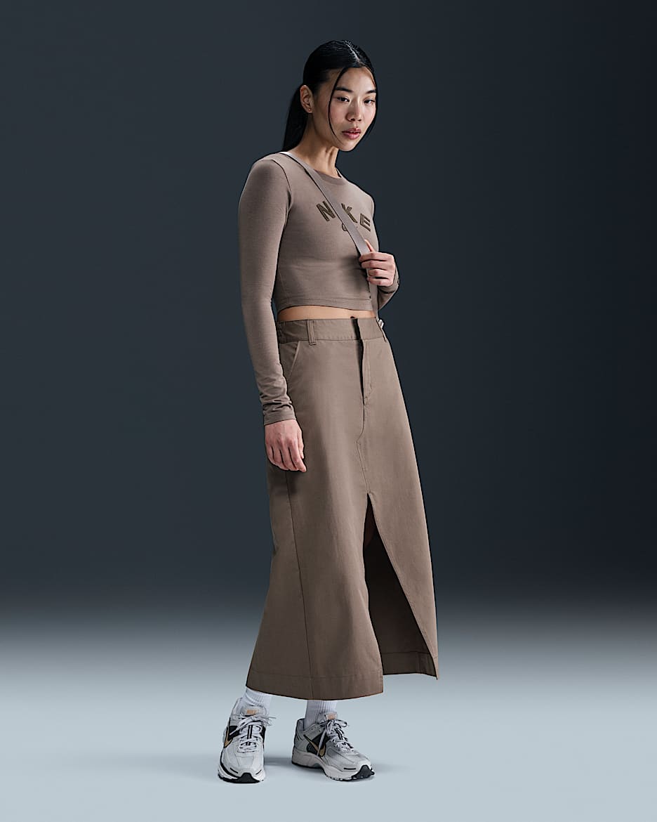 Falda de sarga para mujer Nike Sportswear Collection - Marrón visón/Marrón visón