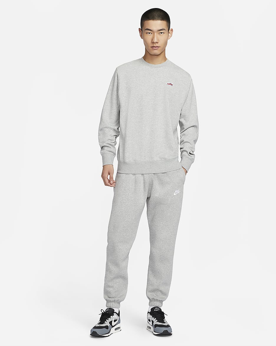 Nike Sportswear Men's French Terry Crew-Neck Sweatshirt - Dark Grey Heather/Black