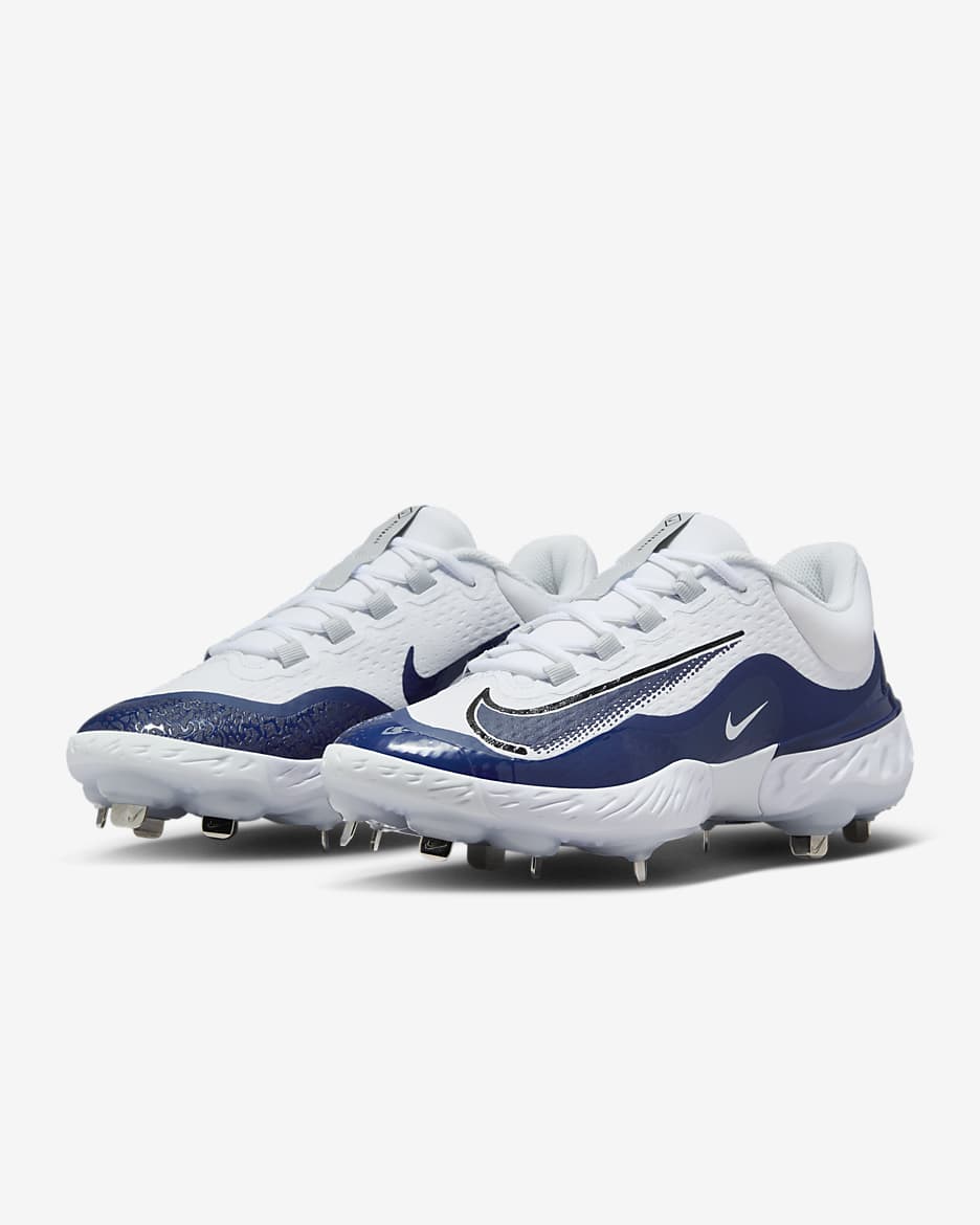 Nike Alpha Huarache Elite 4 Low Men's Baseball Cleats - White/Pure Platinum/Blue Tint/Midnight Navy