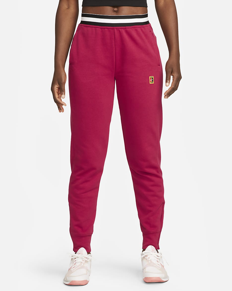 Pants de tenis de French Terry para mujer NikeCourt Dri-FIT Heritage - Rojo noble