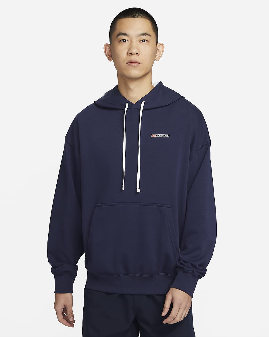 Nike Track Club Men's Dri-FIT Fleece Running Pullover - Midnight Navy/Summit White