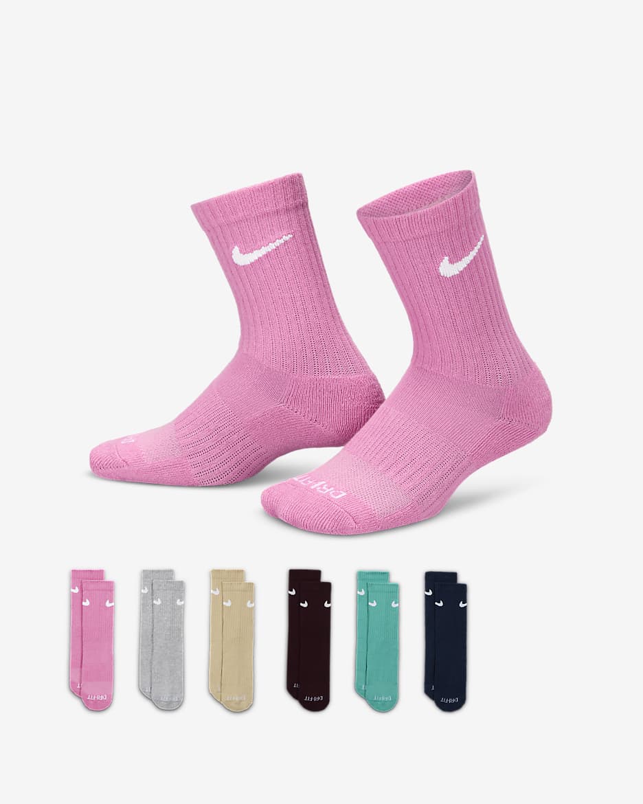 Calcetas para niños talla pequeña Nike Dri-FIT Performance Basics (6 pares) - Flamenco mágico