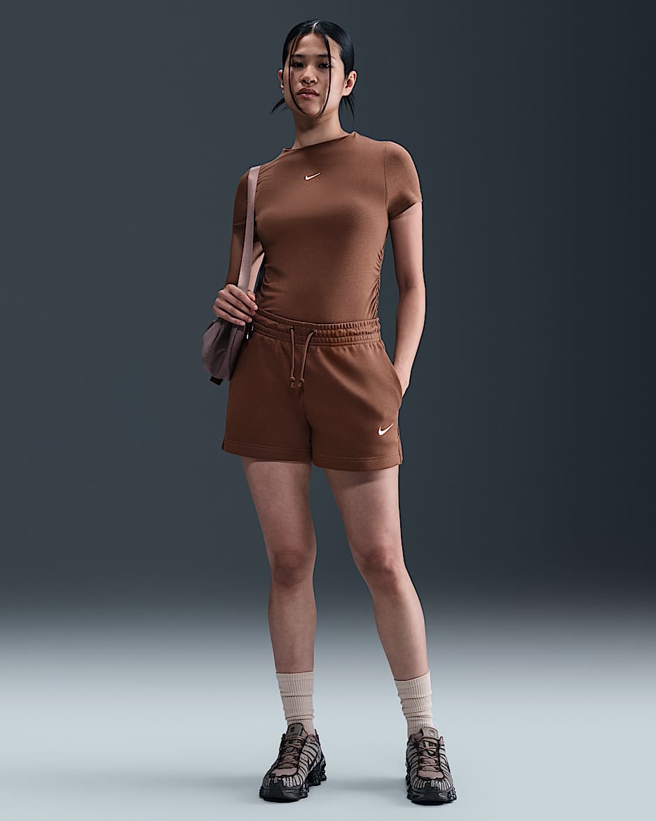 Nike Sportswear Phoenix Fleece Women's French Terry Mid-Rise 10cm (approx.) Shorts - Fauna Brown/Sail