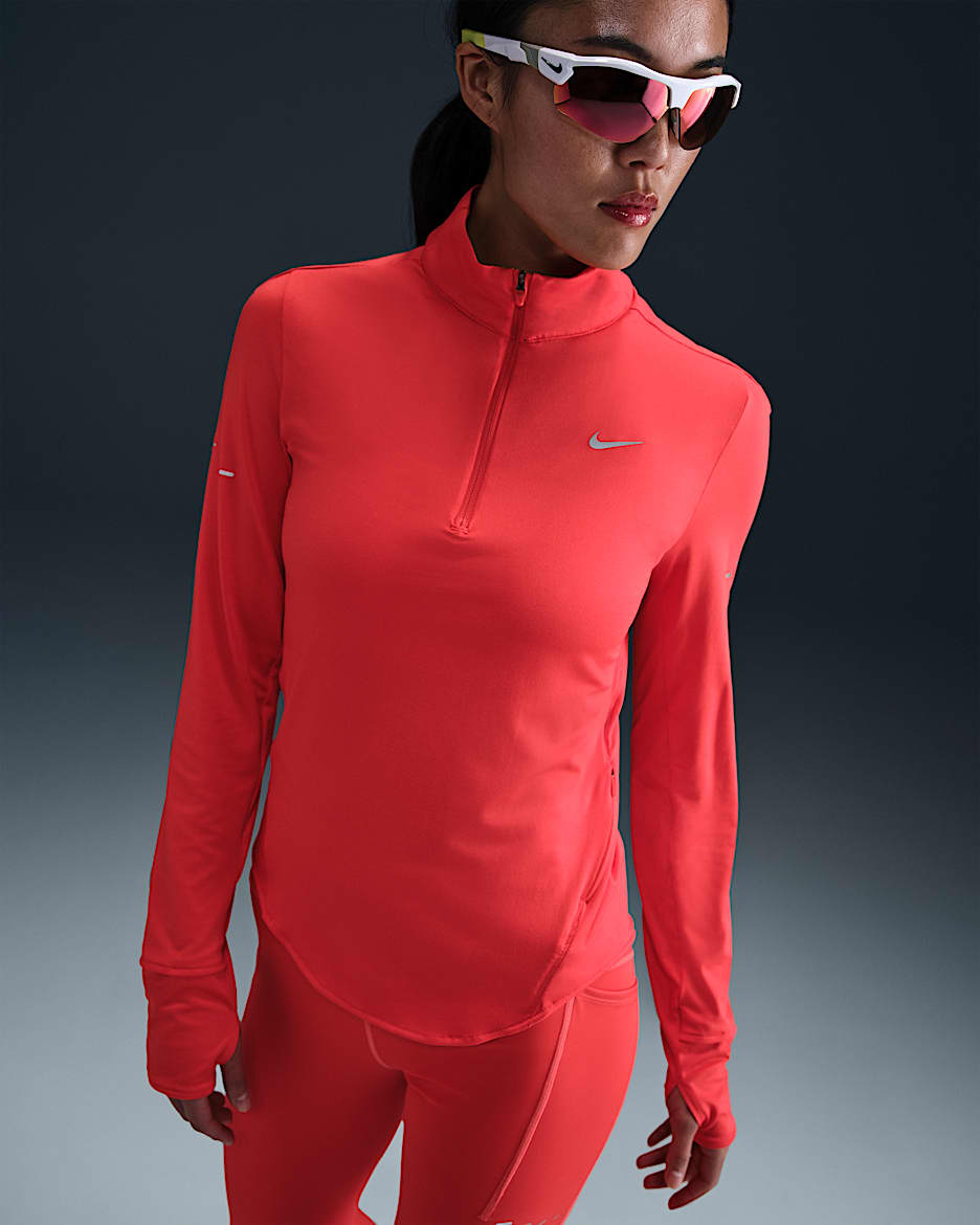 Nike Swift Women's Dri-FIT UV 1/4-Zip Running Top - Light Crimson