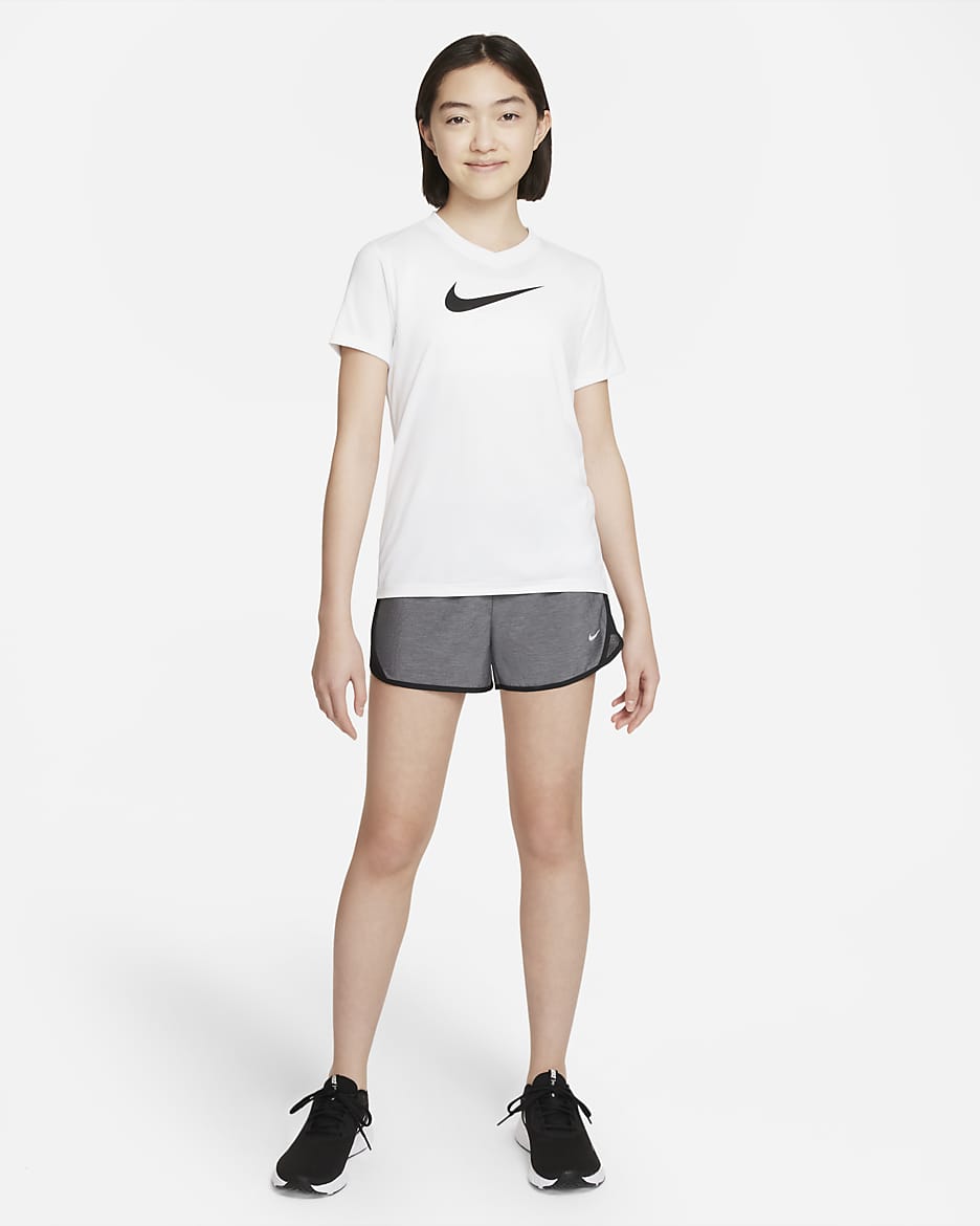 Nike Tempo Big Kids' (Girls') Dri-FIT Running Shorts - Black Heather/Heather/Black/Wolf Grey