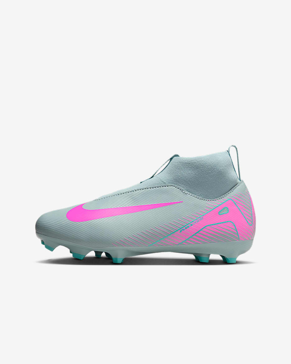 Nike Jr. Mercurial Superfly 10 Academy MG High-Top-Fußballschuh für jüngere/ältere Kinder - Ocean Cube/Pink Blast