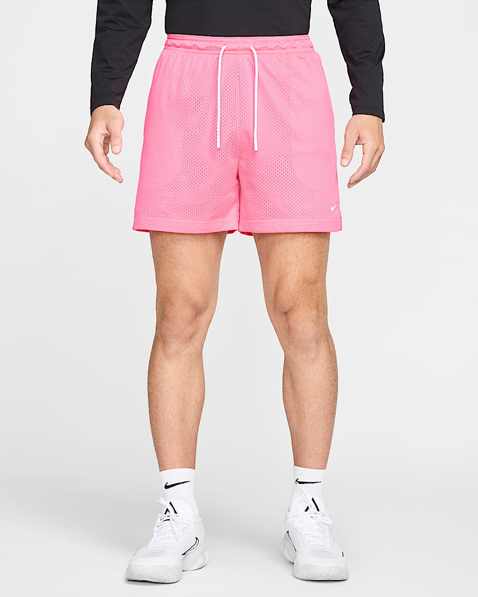 Shorts de básquetbol Nike de malla Dri-FIT de 13 cm para hombre - Hiperrosa/Blanco