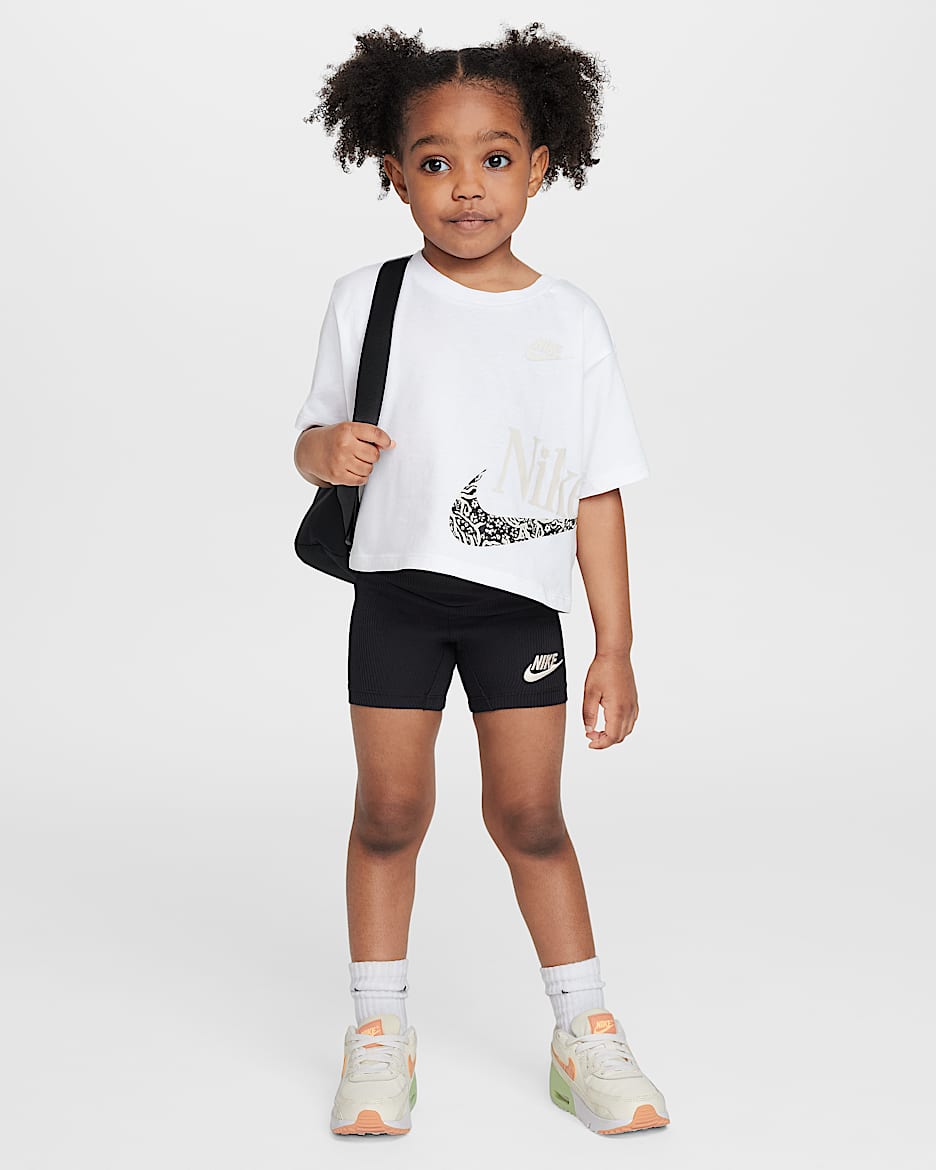 Nike Toddler Wild Flower Boxy T-Shirt and Shorts Set - Black