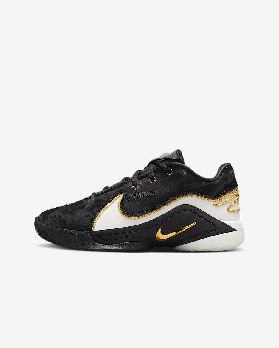 Chaussure de basket LeBron XXII Split pour ado - Blanc/Metallic Gold/Noir