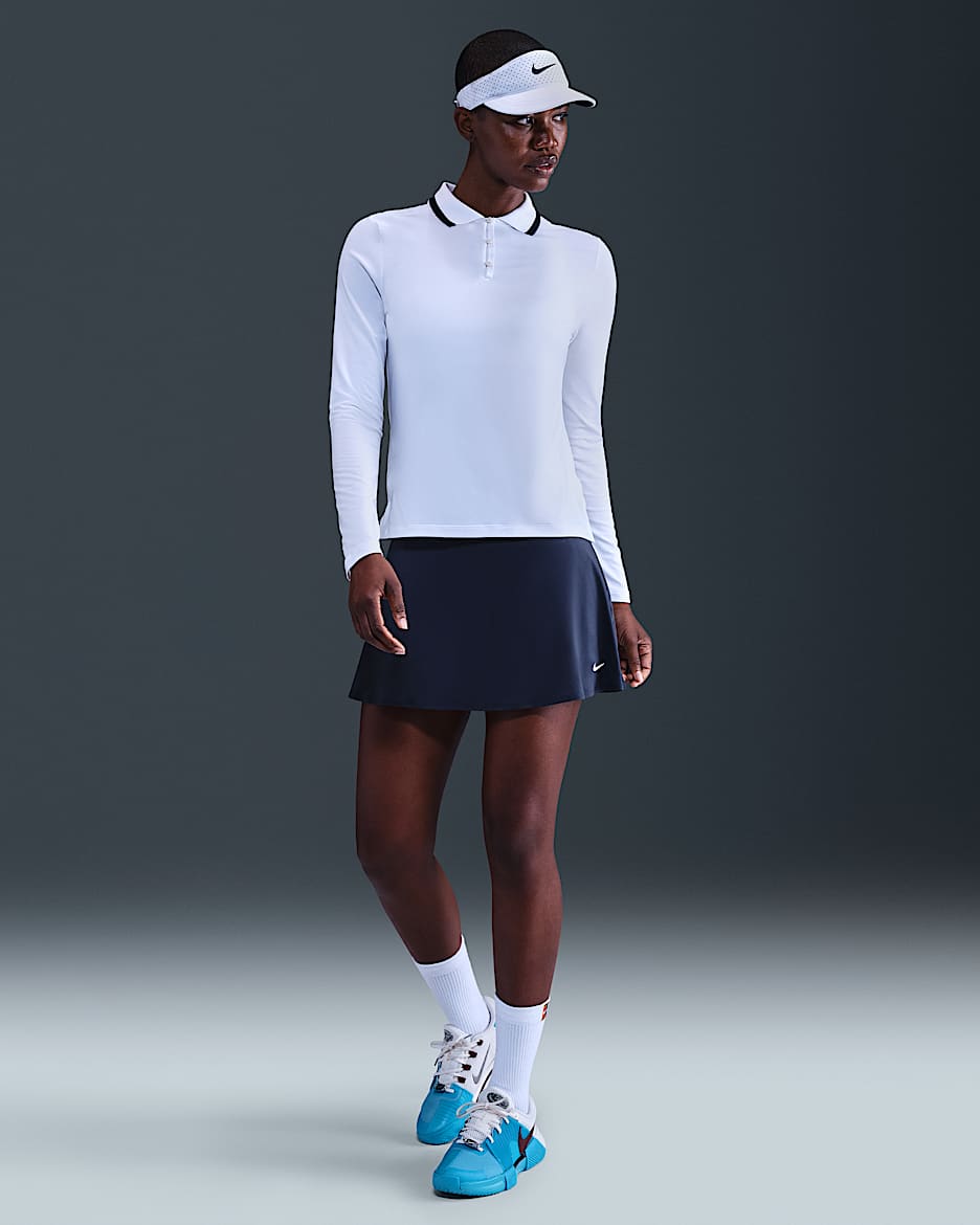 Nike Victory Women's Dri-FIT Short Flouncy Tennis Skirt - Midnight Navy/White
