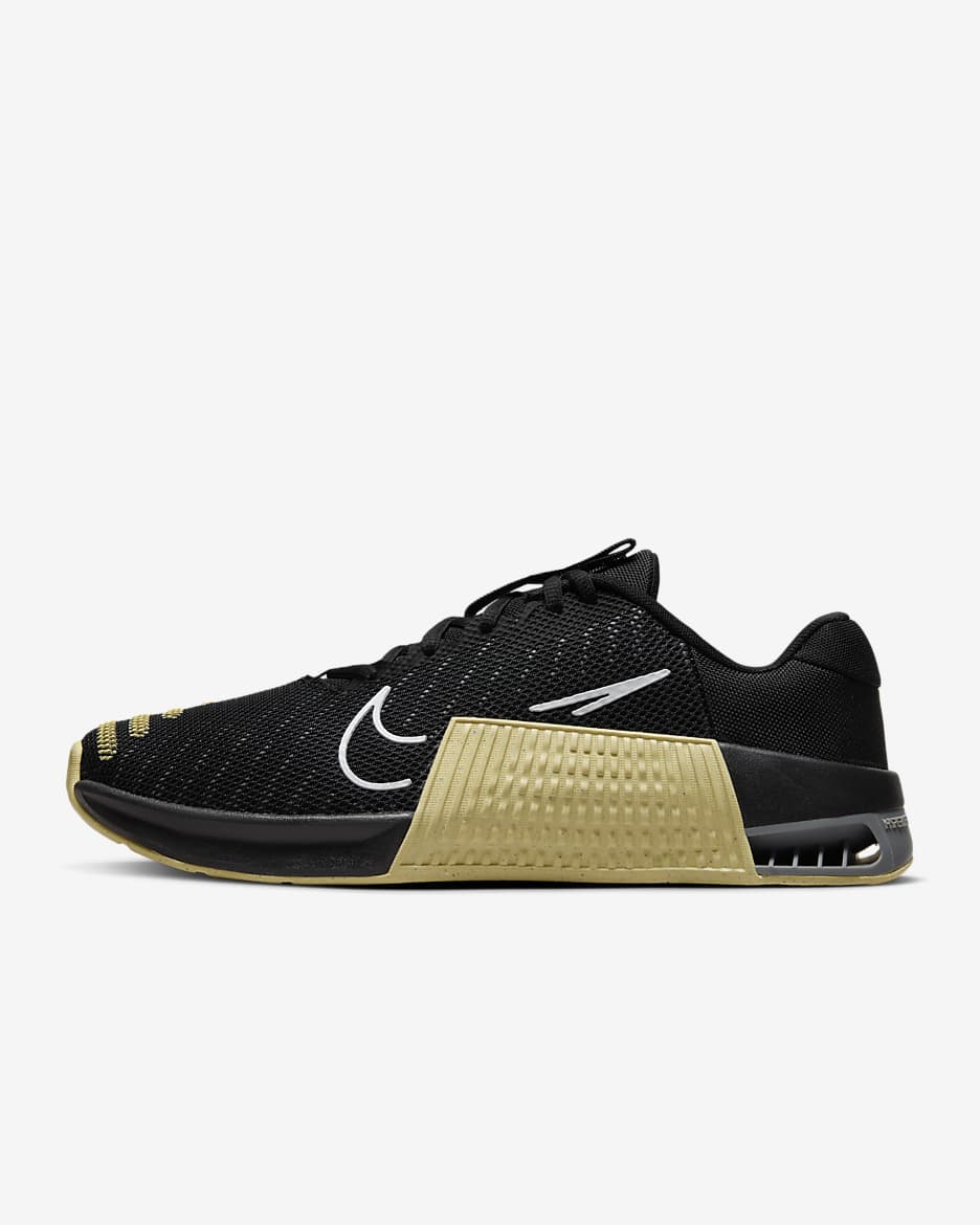 Tenis de entrenamiento para hombre Nike Metcon 9 - Negro/Oro Vegas/Gris humo/Blanco