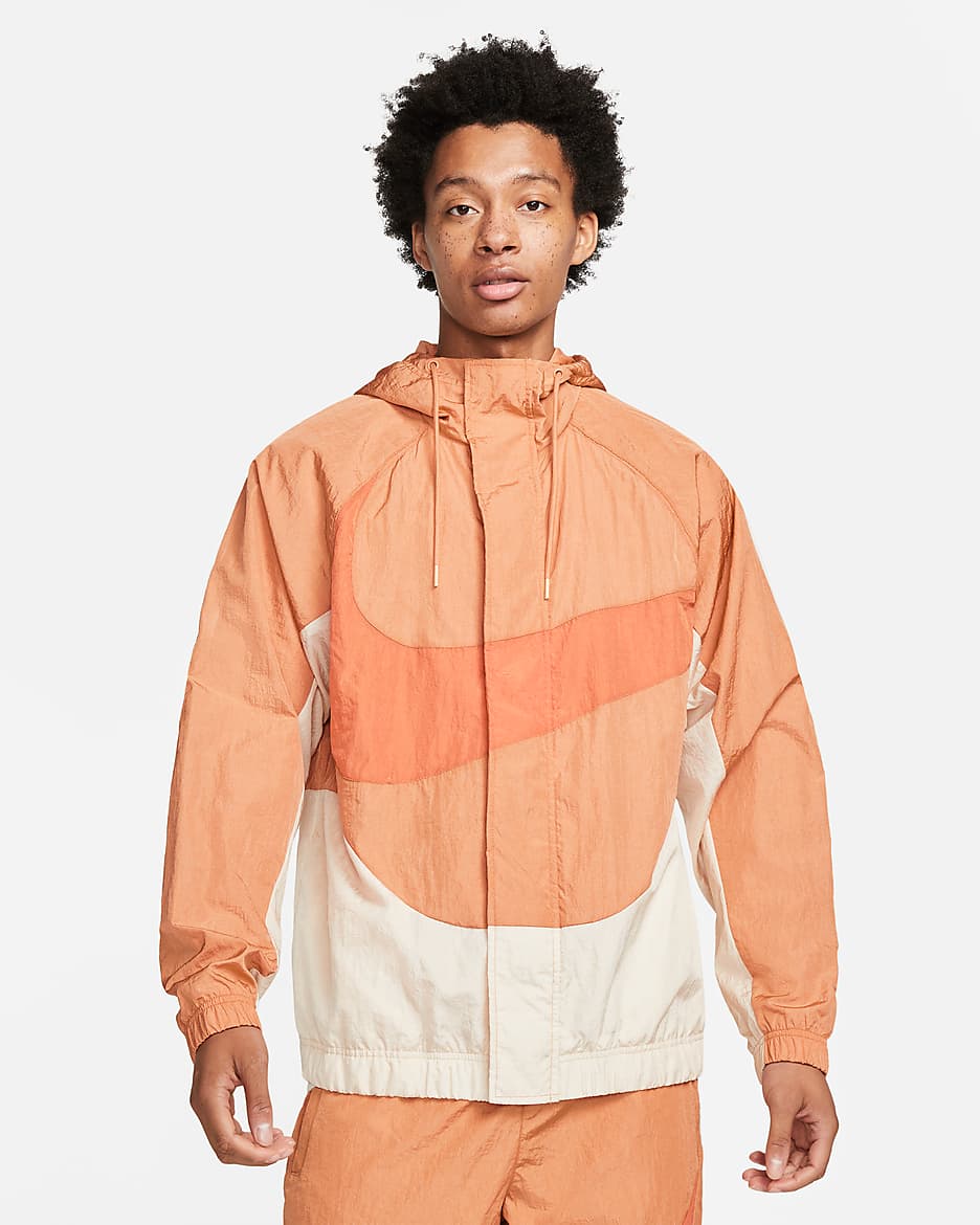Chamarra forrada de tejido Woven para hombre Nike Sportswear Swoosh - Coñac claro/Blanco perla/Curry cálido/Lona