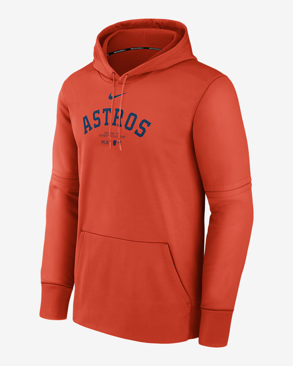 Houston Astros Authentic Collection Practice Men's Nike Therma MLB Pullover Hoodie - Orange