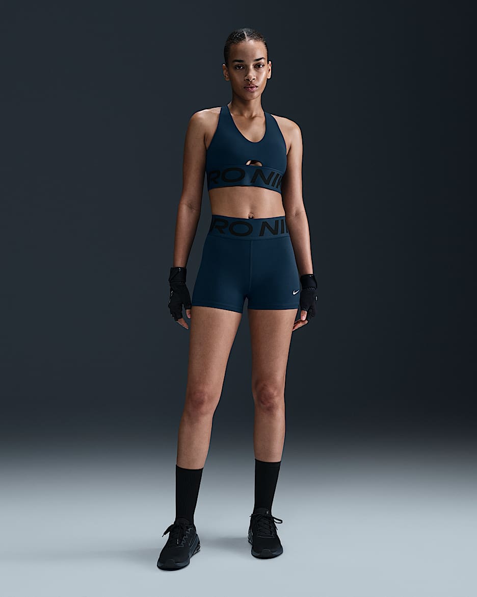 Nike Pro Sculpt Women's High-Waisted 3" Biker Shorts - Armory Navy/White