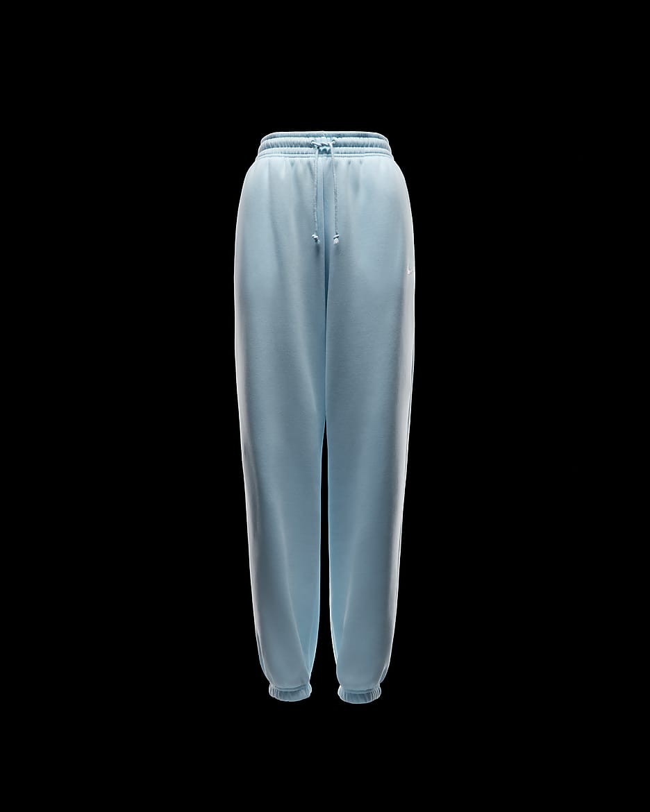 Overdimensionerede Nike Sportswear Phoenix Fleece-sweatpants med høj talje til kvinder - Glacier Blue/Sail