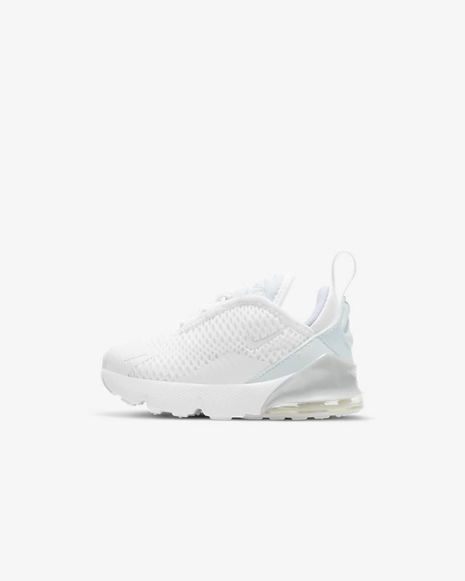 Tenis para bebé e infantil Nike Air Max 270 - Blanco/Plata metalizado/Blanco