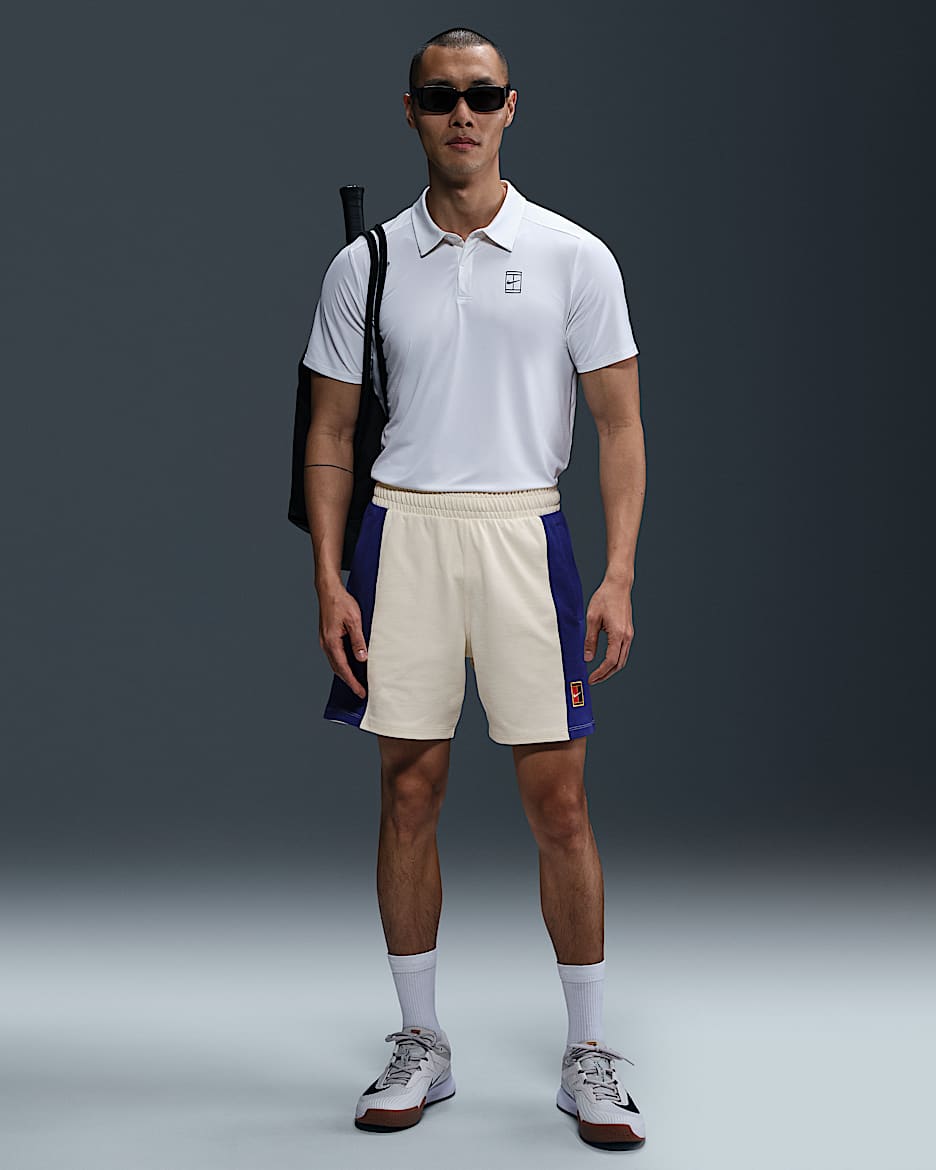 NikeCourt Heritage férfi teniszrövidnadrág - Pale Ivory/Deep Night