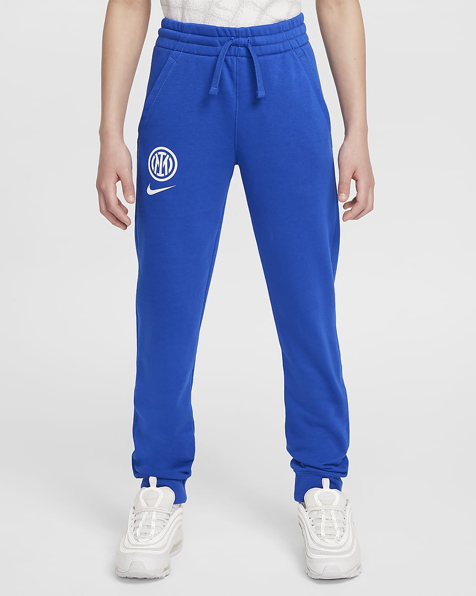 Inter Milan Club Home Older Kids' (Boys') Nike Football French Terry Jogger - Lyon Blue/White