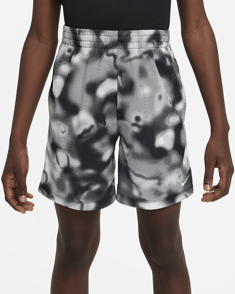 Nike Dri-FIT Multi+ Big Kids' (Boys') Printed Training Shorts - Black/White