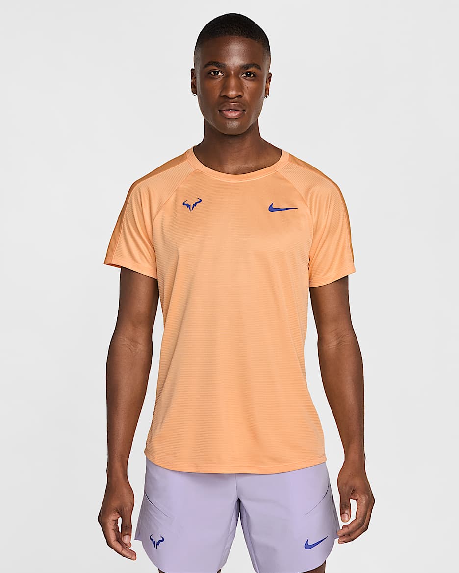Rafa Challenger Men's Nike Dri-FIT Short-Sleeve Tennis Top - Orange Chalk/Deep Night