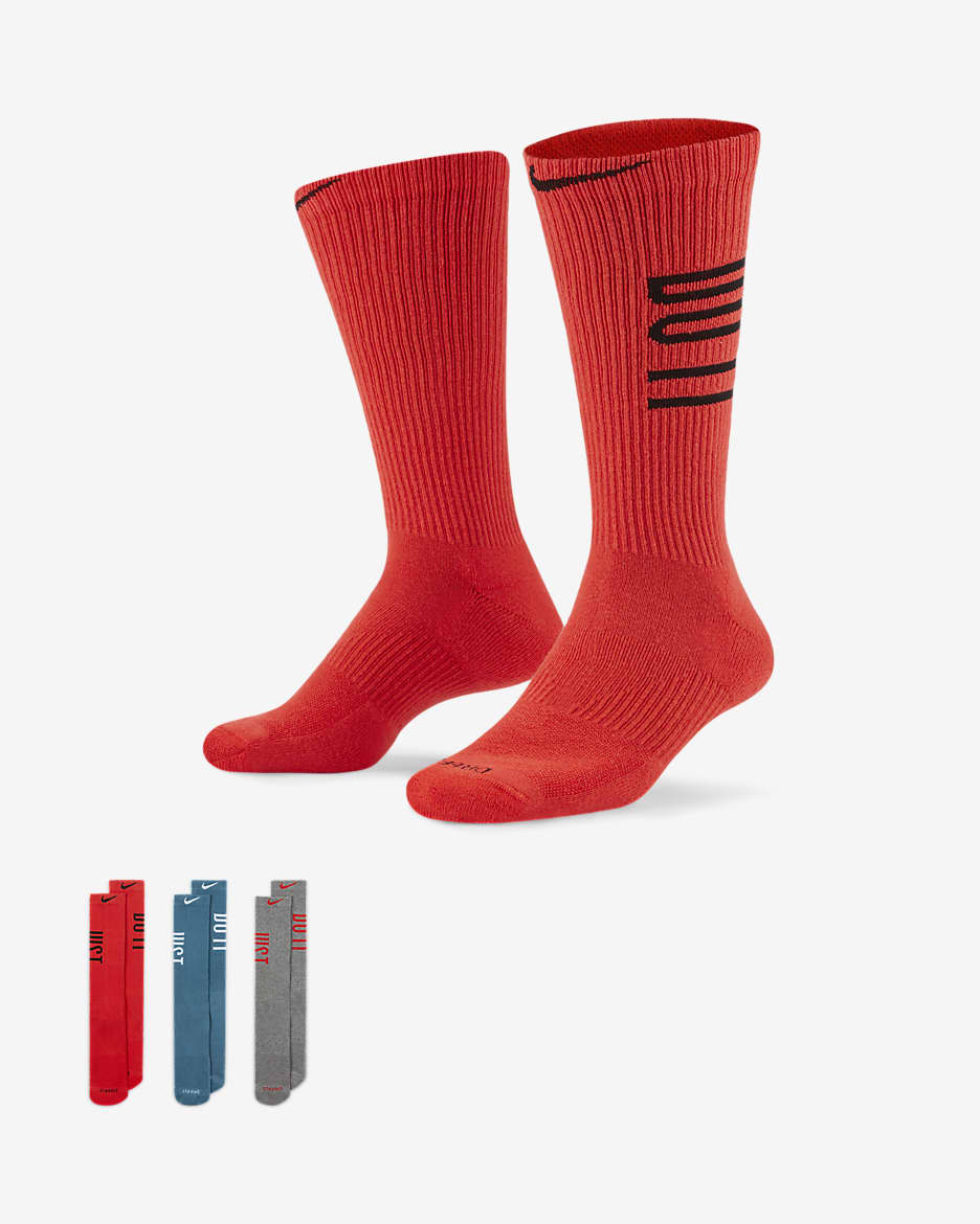 Nike Everyday Plus Cushioned Training Crew Socks (3 Pairs) - Multi-Color