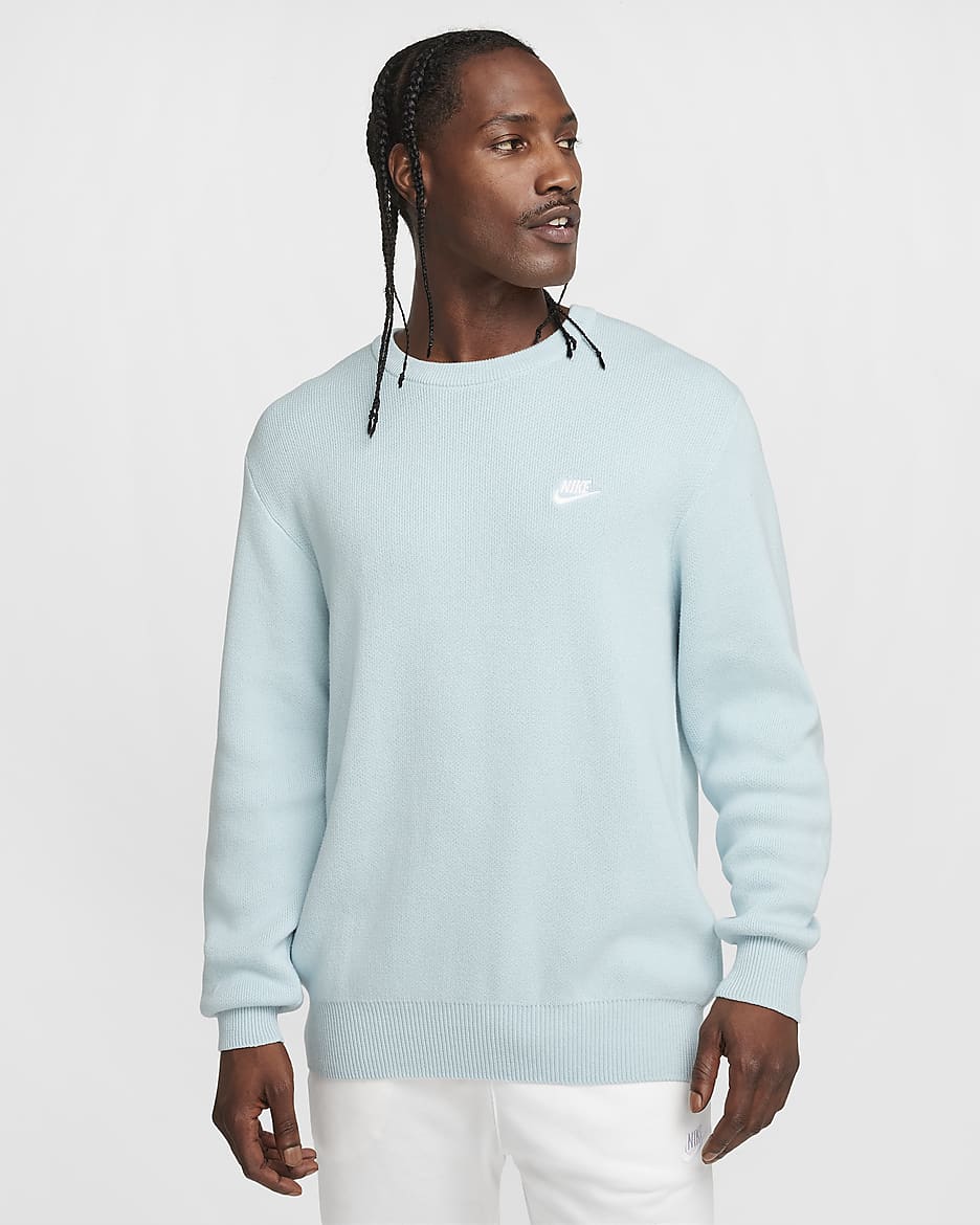 Suéter de cuello redondo para hombre Nike Club - Azul glacial/Blanco