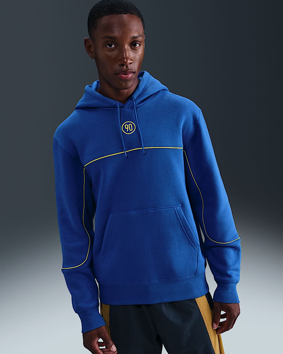 Męska bluza piłkarska z kapturem Nike Club Total 90 - Game Royal/Lightning/Lightning