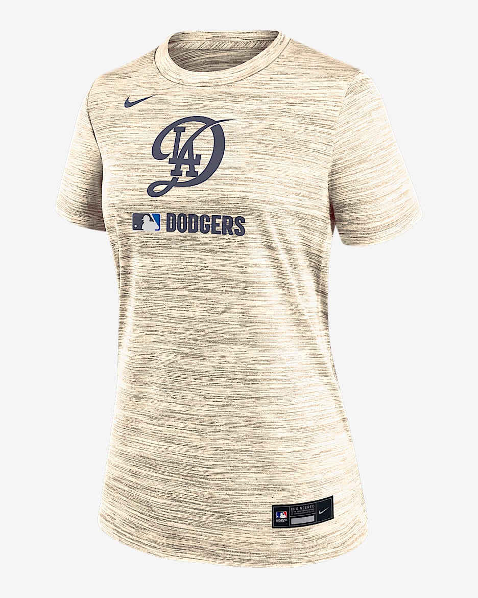 Playera Nike Dri-FIT de la MLB para mujer Los Angeles Dodgers Authentic Collection City Connect Velocity - Crema