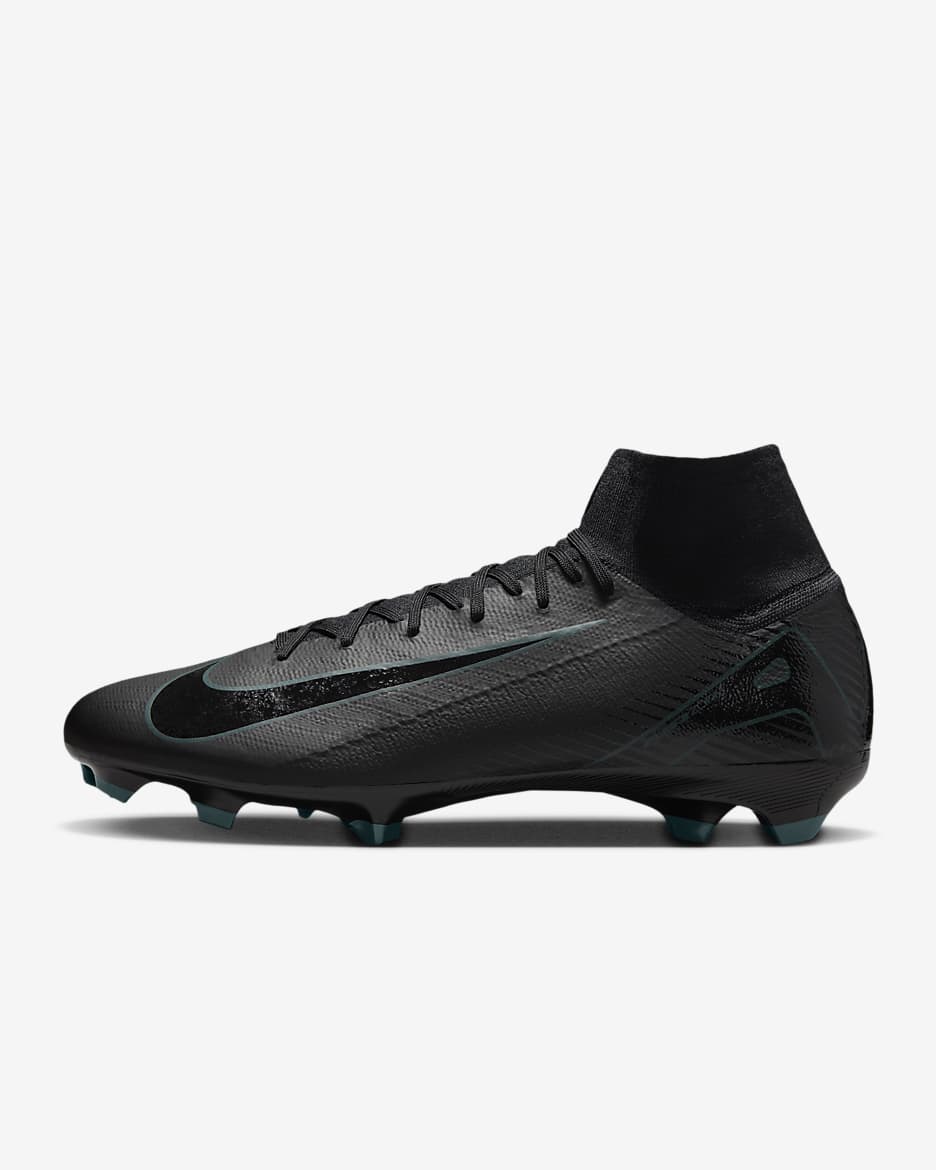 Nike Mercurial Superfly 10 Pro high-top voetbalschoenen (stevige ondergrond) - Zwart/Deep Jungle/Zwart