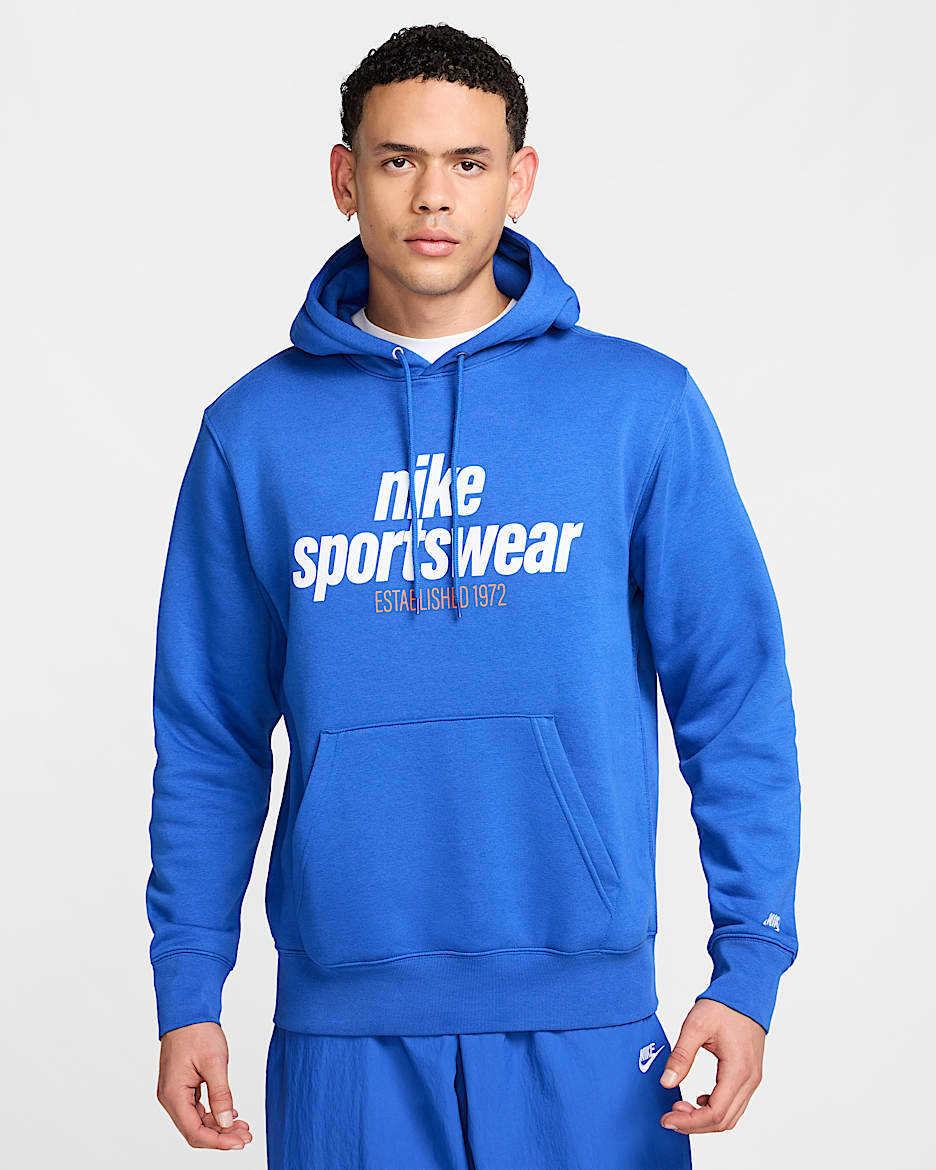 Sudadera con gorro sin cierre de tejido Fleece para hombre Nike Club - Royal juego/Royal juego/Blanco