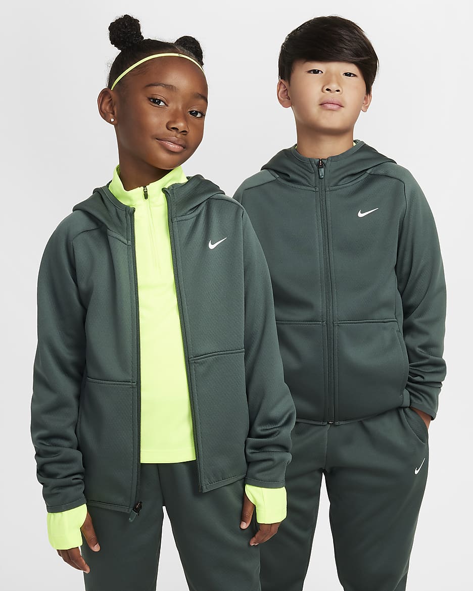 Nike 大童 Therma-FIT 冬季訓練連帽上衣 - Vintage Green/Vintage Green/白色