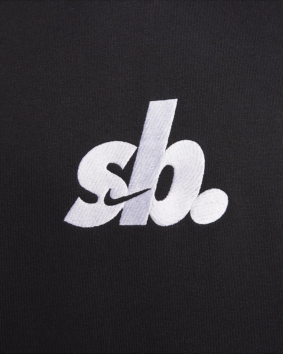 Hoodie pullover de skateboard em lã cardada Nike SB - Preto/Branco