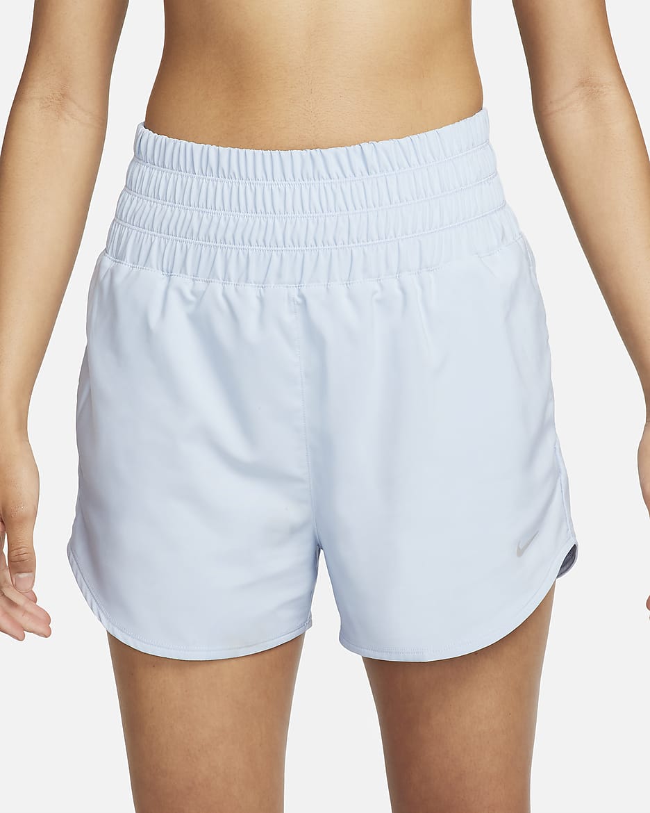 Nike One Women's Dri-FIT Ultra High-Waisted 8cm (approx.) Brief-Lined Shorts - Light Armoury Blue