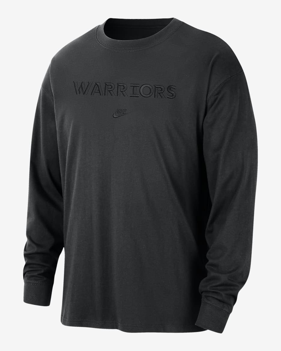Playera de manga larga Nike de la NBA para hombre Golden State Warriors Courtside Premium Essential - Negro