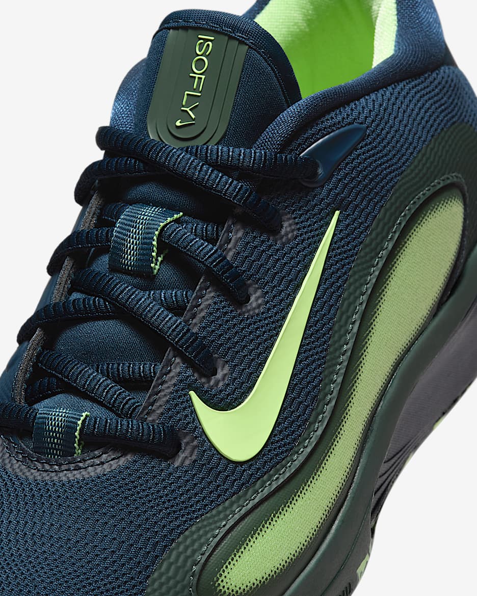 Nike IsoFly Big Kids' Basketball Shoes - Armory Navy/Vintage Green/Barely Volt