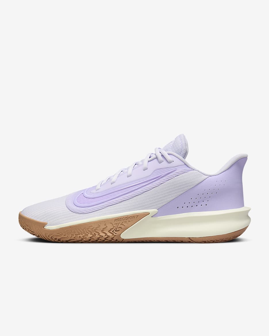 รองเท้าบาสเก็ตบอลผู้ชาย Nike Precision 7 - Barely Grape/Sail/Dusted Clay/Lilac Bloom