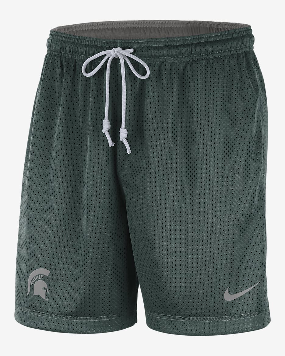 Nike College Dri-FIT (Michigan State) Men's Reversible Shorts - Pro Green/Dark Grey Heather/Dark Steel Grey