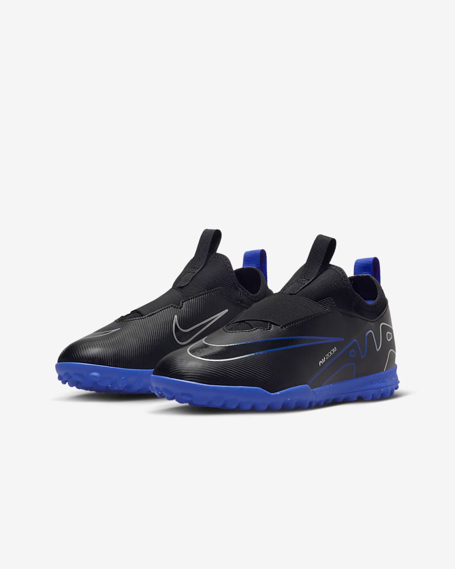 Nike Jr. Mercurial Vapor 15 Academy Little/Big Kids' Turf Low-Top Soccer Shoes - Black/Hyper Royal/Chrome