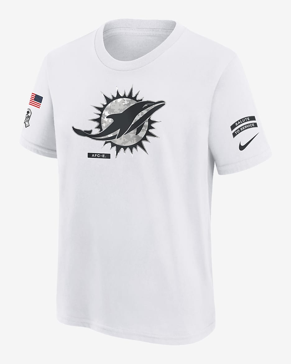 Miami Dolphins Salute to Service Primary Edge Legend Big Kids' Nike Dri-FIT NFL T-Shirt - White
