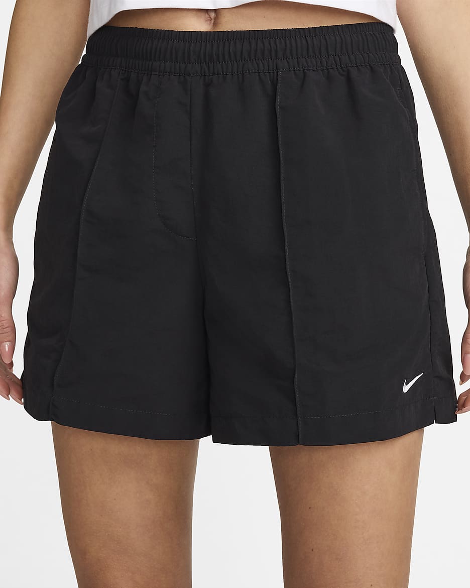 Short taille mi-haute 12,5 cm Nike Sportswear Everything Wovens pour femme - Noir/Blanc