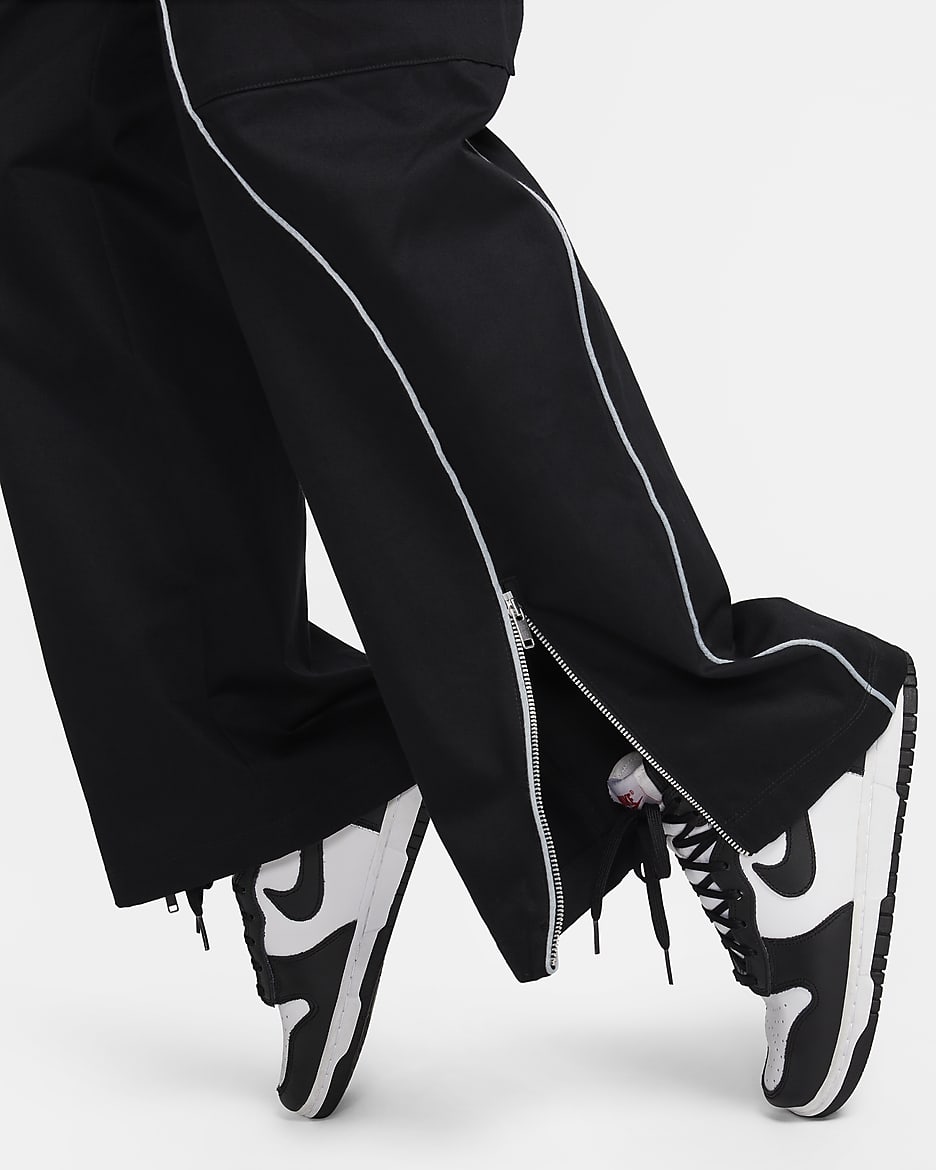 Nike Sportswear Women's High-Waisted Woven Trousers - Black/Light Pumice/White