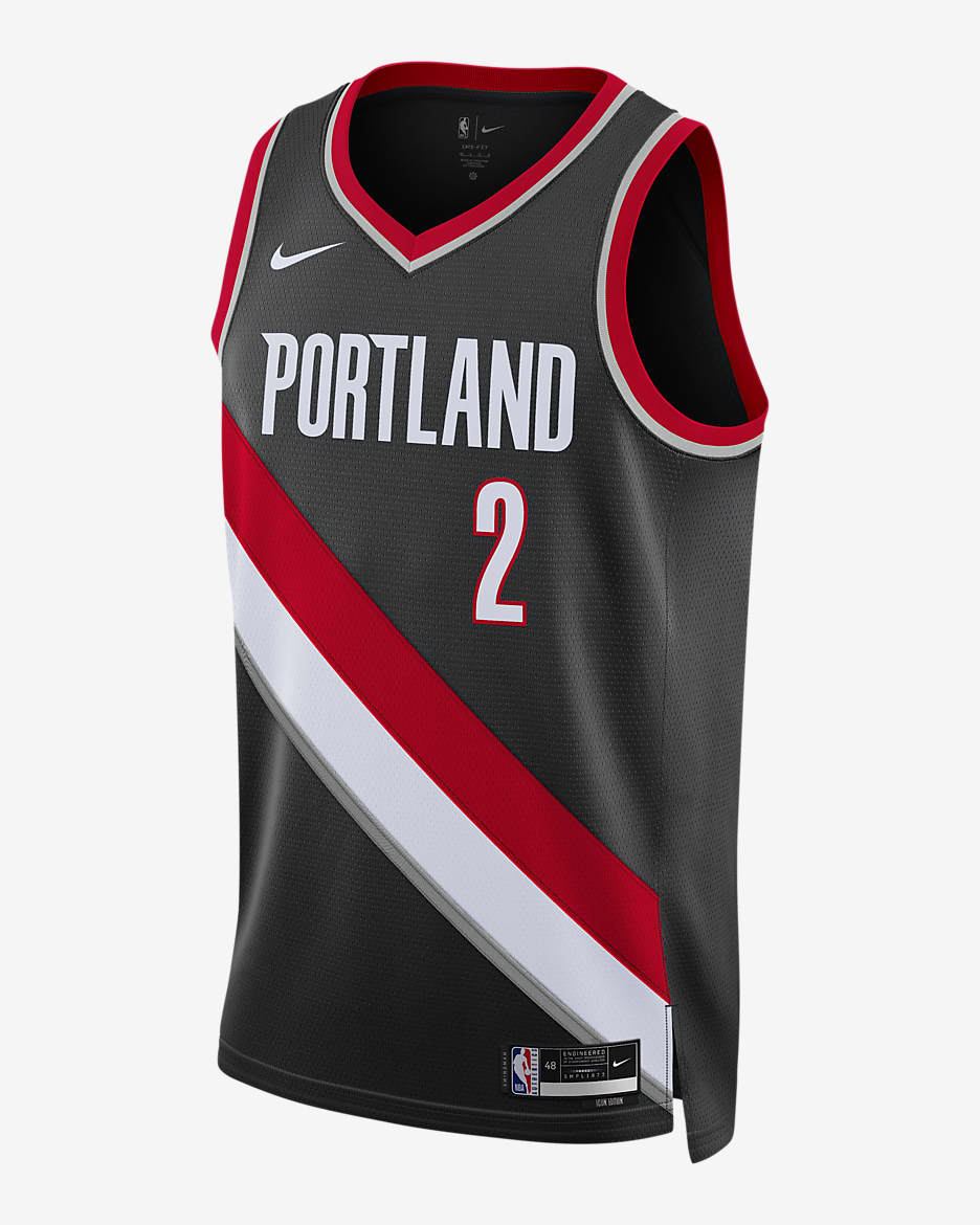 Jersey Nike Dri-FIT de la NBA Swingman para hombre Portland Trail Blazers Icon Edition 2022/23 - Negro