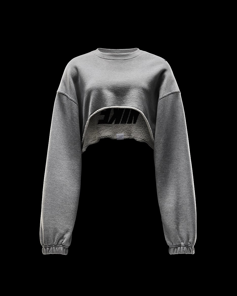 Nike Sportswear oversized bolero van sweatstof voor dames - Dark Grey Heather/Zwart