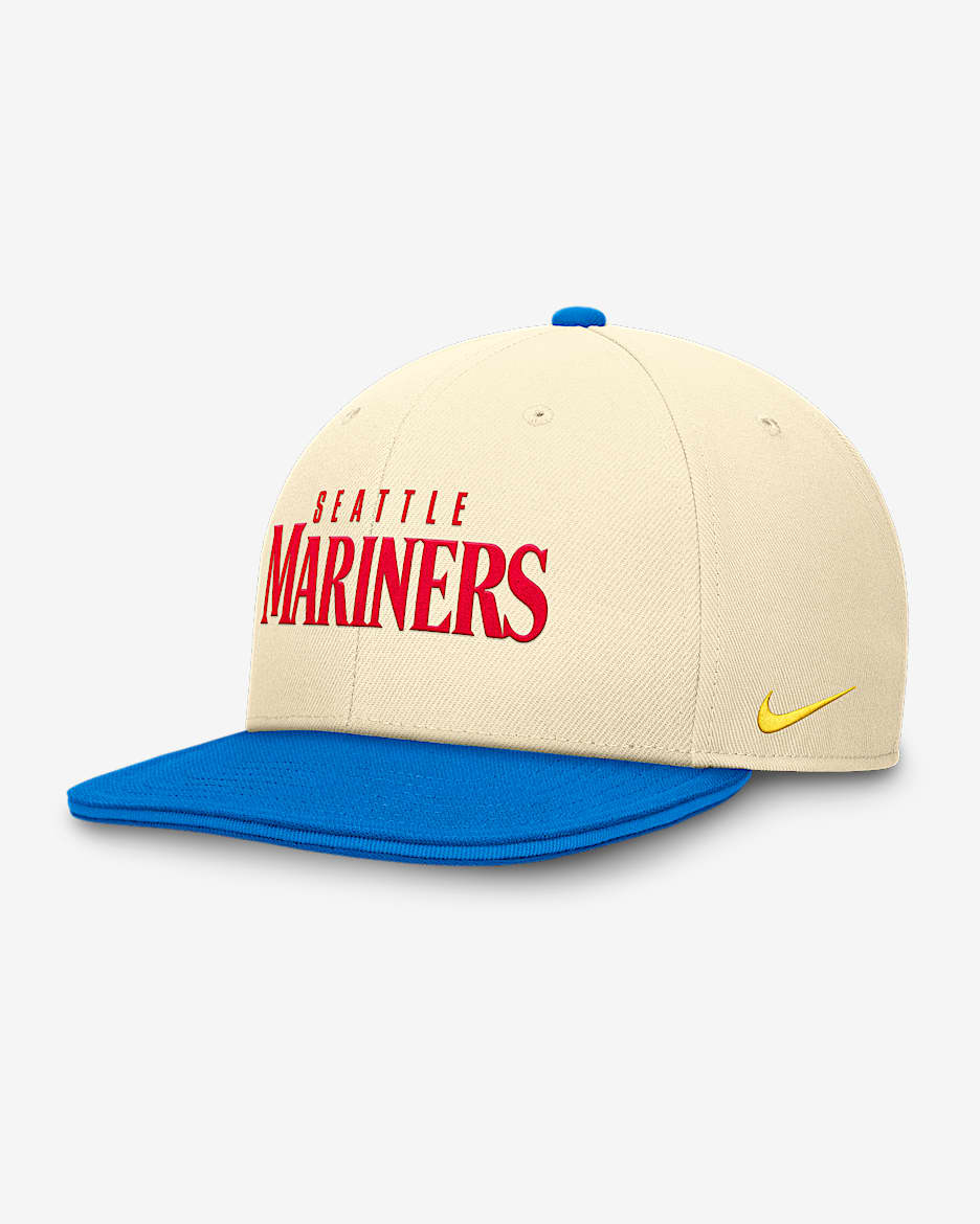 Seattle Mariners Photo Pro Men's Nike Dri-FIT MLB Adjustable Hat - Coconut Milk/Photo Blue